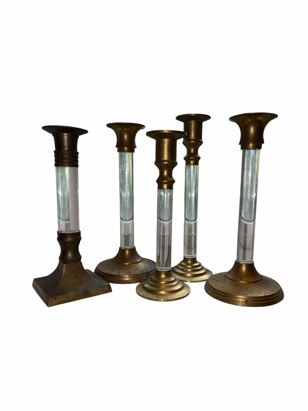 Vintage Lucite Brass Taper Candle Holder